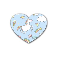 Unicorn Seamless Pattern Background Vector Heart Coaster (4 Pack)  by Sobalvarro