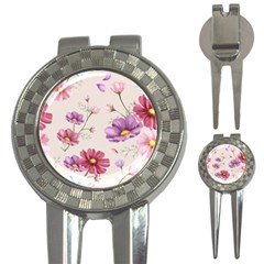 Vector Hand Drawn Cosmos Flower Pattern 3-in-1 Golf Divots by Sobalvarro