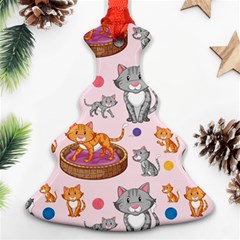 Cat Seamless Pattern Christmas Tree Ornament (two Sides) by Vaneshart