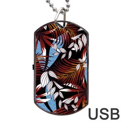 Trending Abstract Seamless Pattern With Colorful Tropical Leaves Plants Black Dog Tag Usb Flash (one Side) by Vaneshart