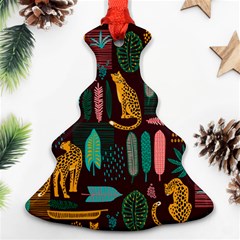 Vector Seamless Pattern With Leopards Christmas Tree Ornament (two Sides) by Vaneshart