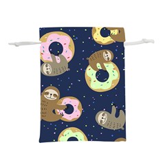 Cute Sloth With Sweet Doughnuts Lightweight Drawstring Pouch (s) by Sobalvarro