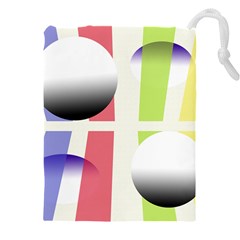 Retro Sphreres And Lines Drawstring Pouch (4xl) by snowwhitegirl