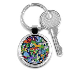Animated Safari Animals Background Key Chain (round) by Vaneshart
