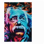Albert Einstein Retro wall graffiti blue pink orange modern urban art grunge Small Garden Flag (Two Sides) Back