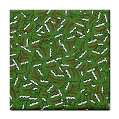 Pepe The Frog Face Pattern Green Kekistan Meme Tile Coaster by snek