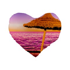 Pop Art Beach Umbrella  Standard 16  Premium Flano Heart Shape Cushions by essentialimage