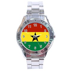 Flag Of Ghana Stainless Steel Analogue Watch by trulycreative