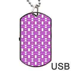Pink  White  Abstract Pattern Dog Tag Usb Flash (one Side) by BrightVibesDesign