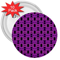 Pink Black Abstract Pattern 3  Buttons (10 Pack)  by BrightVibesDesign