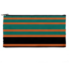 Black Stripes Orange Brown Teal Pencil Cases by BrightVibesDesign