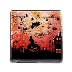Funny Halloween Design, Cat, Pumpkin And Witch Memory Card Reader (square 5 Slot) by FantasyWorld7