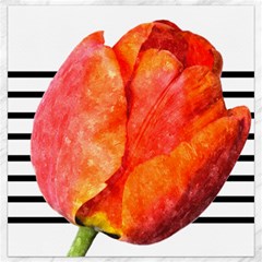 Tulip Watercolor Red And Black Stripes Canvas 16  X 16  by picsaspassion