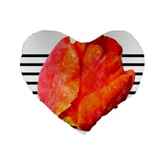 Tulip Watercolor Red And Black Stripes Standard 16  Premium Flano Heart Shape Cushions by picsaspassion