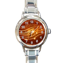 Music Notes Sound Musical Love Round Italian Charm Watch by HermanTelo