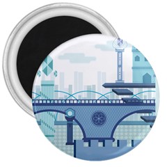 Blue City Building Fantasy 3  Magnets by Vaneshart