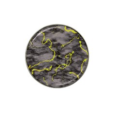Marble Light Gray With Green Lime Veins Texture Floor Background Retro Neon 80s Style Neon Colors Print Luxuous Real Marble Hat Clip Ball Marker (10 Pack) by genx