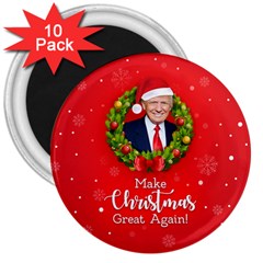 Make Christmas Great Again With Trump Face Maga 3  Magnets (10 Pack)  by snek