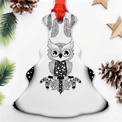 Cute Little Mandala Owl Christmas Tree Ornament (two Sides) by FantasyWorld7