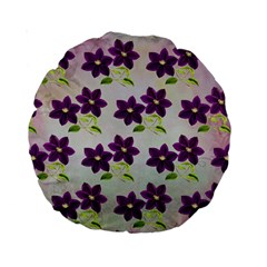 Purple Flower Standard 15  Premium Round Cushions by HermanTelo