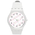 Pattern Orchidée Fleurs Round Plastic Sport Watch (M) Front