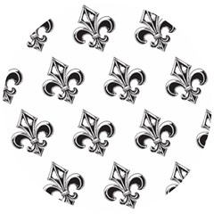 French France Fleur De Lys Metal Pattern Black And White Antique Vintage Wooden Puzzle Round by Quebec