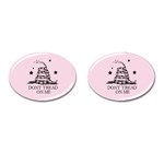 Gadsden Flag Don t tread on me Light Pink and Black Pattern with american stars Cufflinks (Oval) Front(Pair)