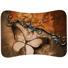 Wonderful Floral Design With Butterflies Velour Seat Head Rest Cushion by FantasyWorld7
