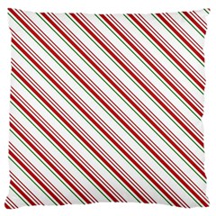 White Candy Cane Pattern With Red And Thin Green Festive Christmas Stripes Large Flano Cushion Case (two Sides) by genx