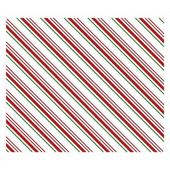 White Candy Cane Pattern With Red And Thin Green Festive Christmas Stripes Double Sided Flano Blanket (small)  by genx