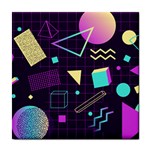Retrowave Aesthetic vaporwave retro memphis pattern 80s design 3D geometric shapes Tile Coaster Front
