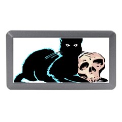 Black Cat & Halloween Skull Memory Card Reader (mini) by gothicandhalloweenstore