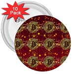 Block Chain Network Bitcoin Data 3  Buttons (10 pack)  Front