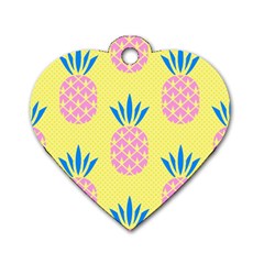 Summer Pineapple Seamless Pattern Dog Tag Heart (two Sides) by Sobalvarro