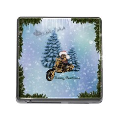 Merry Christmas, Funny Mouse On A Motorcycle With Christmas Hat Memory Card Reader (square 5 Slot) by FantasyWorld7