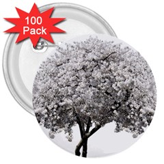 Nature Tree Blossom Bloom Cherry 3  Buttons (100 Pack)  by Sapixe