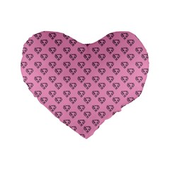 Heart Face Pink Standard 16  Premium Flano Heart Shape Cushions by snowwhitegirl
