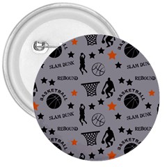 Slam Dunk Basketball Gray 3  Buttons by mccallacoulturesports