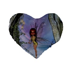 Cute Ittle Fairy With Ladybug Standard 16  Premium Flano Heart Shape Cushions by FantasyWorld7