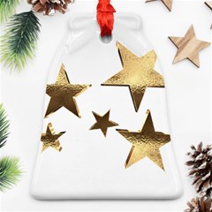 Stars Faux Gold Elegant Starry Festive Christmas Pattern Bell Ornament (two Sides) by yoursparklingshop
