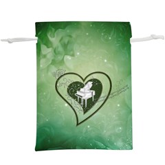 Music, Piano On A Heart  Lightweight Drawstring Pouch (xl) by FantasyWorld7