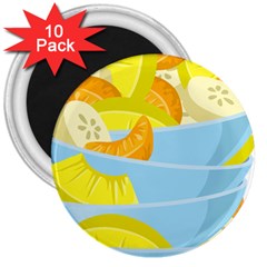 Salad Fruit Mixed Bowl Stacked 3  Magnets (10 Pack)  by HermanTelo