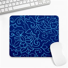 Blue Floral Print Large Mousepads by designsbymallika