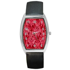 Background Abstract Surface Red Barrel Style Metal Watch by HermanTelo