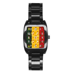 Knitted Christmas Pattern With Socks Bells Stainless Steel Barrel Watch by Vaneshart