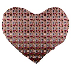 Valentine Girl Pink Ombre Large 19  Premium Flano Heart Shape Cushions by snowwhitegirl