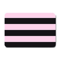 Black And Light Pastel Pink Large Stripes Goth Mime French Style Small Doormat  by genx