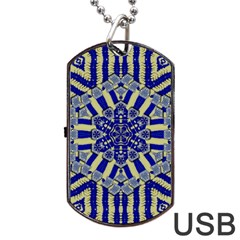 Wood Flower And Matches Mandala Vintage Dog Tag Usb Flash (one Side) by pepitasart