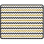 Black and Gold Glitters Zigzag Retro Pattern Golden metallic texture Double Sided Fleece Blanket (Medium)  58.8 x47.4  Blanket Back