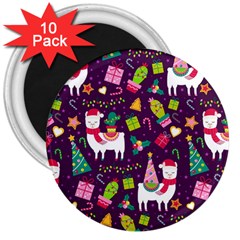 Colorful Funny Christmas Pattern 3  Magnets (10 Pack)  by Vaneshart